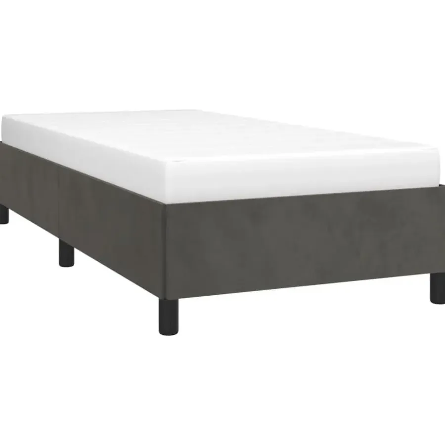 1-Persoons Bedden-vidaXL - Bed frame zonder matras - Donkergrijs- Fluweel - 90x200 cm