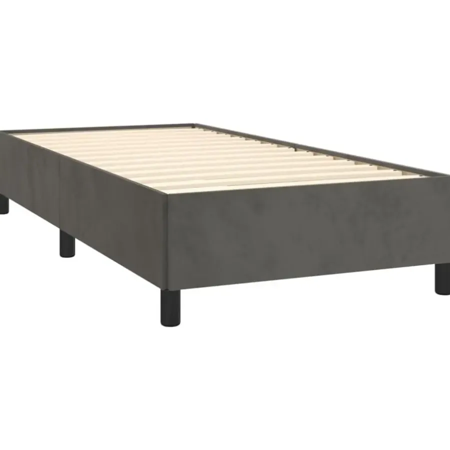 1-Persoons Bedden-vidaXL - Bed frame zonder matras - Donkergrijs- Fluweel - 90x200 cm