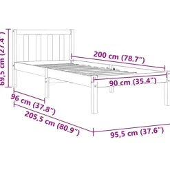 1-Persoons Bedden-vidaXL - Bed frame zonder matras - Wasbruin - Massief grenenhout - 90x200 cm