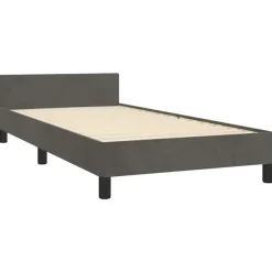 1-Persoons Bedden-vidaXL - Bed frame zonder matras - Donkergrijs - Fluweel - 90x200 cm