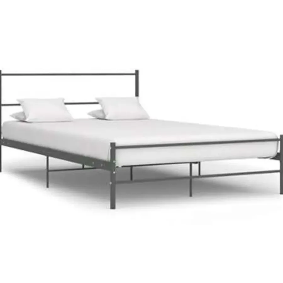 2-Persoons Bedden-vidaXL - Bed frame zonder matras - Grijs - Metaal - 140x200 cm