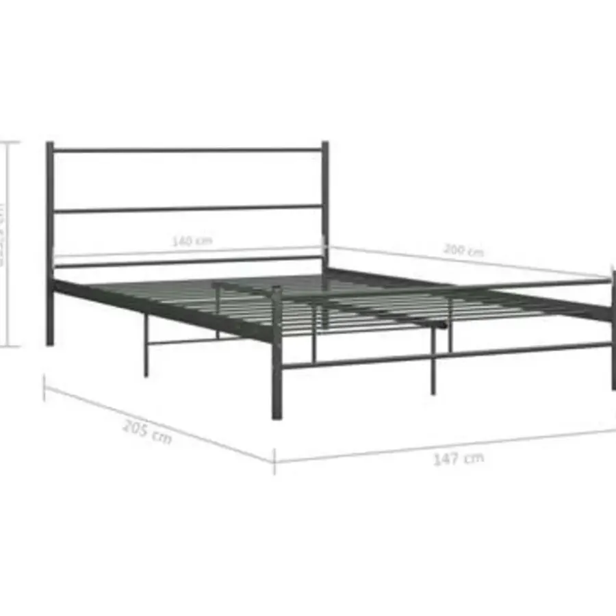 2-Persoons Bedden-vidaXL - Bed frame zonder matras - Grijs - Metaal - 140x200 cm