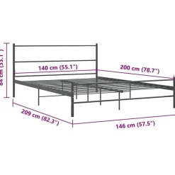 2-Persoons Bedden-vidaXL - Bed frame zonder matras - Grijs - Metaal - 140x200 cm