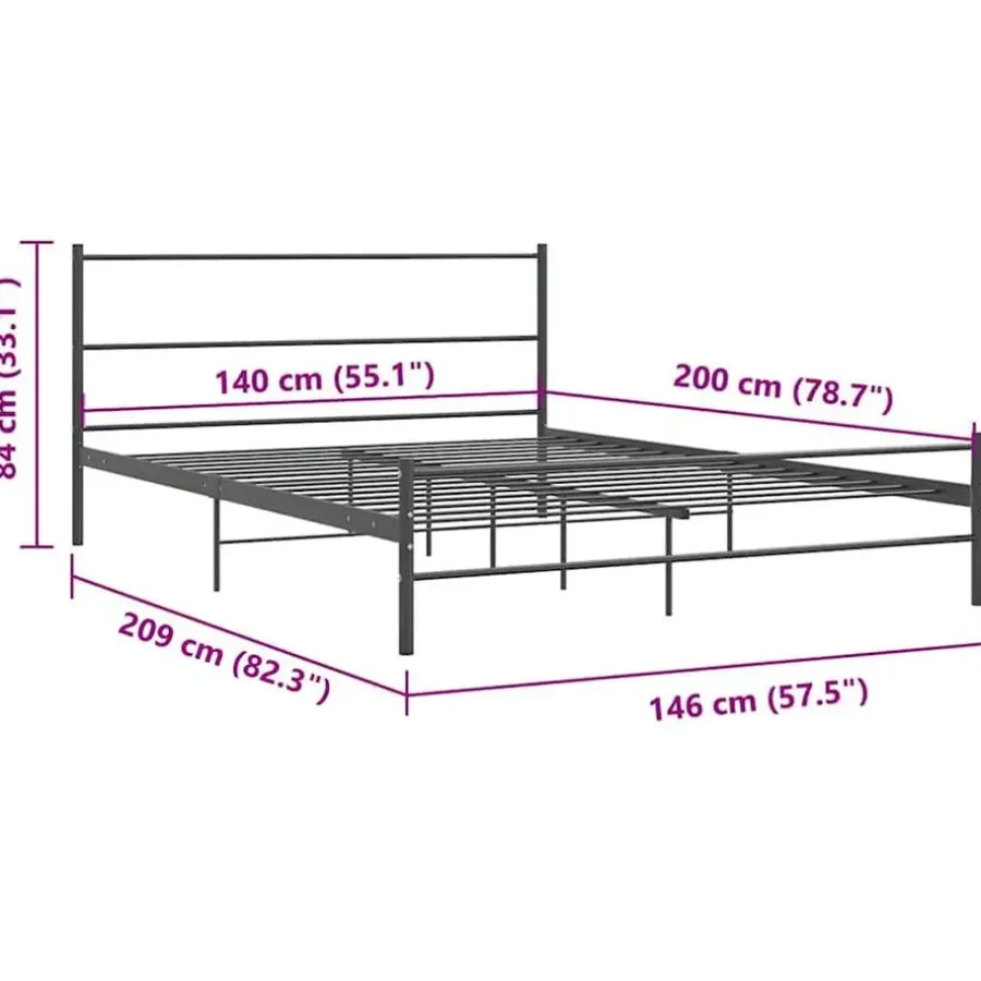2-Persoons Bedden-vidaXL - Bed frame zonder matras - Grijs - Metaal - 140x200 cm