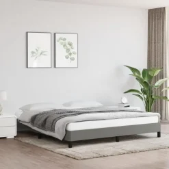 Twijfelaars-vidaXL - Bed frame zonder matras - Donkergrijs - Stof - 160x200 cm