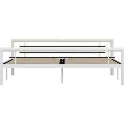 Twijfelaars-vidaXL - Bed met hoofd- en voeteneinde - Wit en zwart - metaal - 180x200 cm