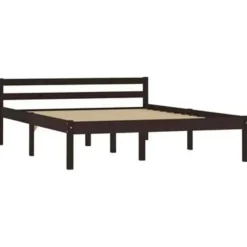 2-Persoons Bedden-vidaXL - Bed met hoofdeinde - Donkerbruin - Massief grenenhout - 140x200 cm