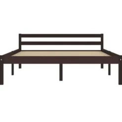2-Persoons Bedden-vidaXL - Bed met hoofdeinde - Donkerbruin - Massief grenenhout - 140x200 cm