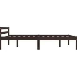 2-Persoons Bedden-vidaXL - Bed met hoofdeinde - Donkerbruin - Massief grenenhout - 140x200 cm