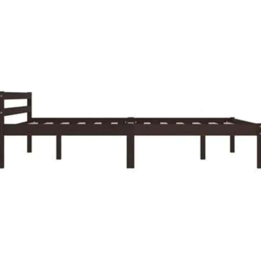 2-Persoons Bedden-vidaXL - Bed met hoofdeinde - Donkerbruin - Massief grenenhout - 140x200 cm