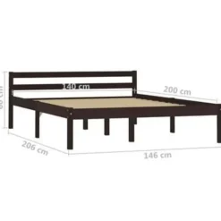 2-Persoons Bedden-vidaXL - Bed met hoofdeinde - Donkerbruin - Massief grenenhout - 140x200 cm