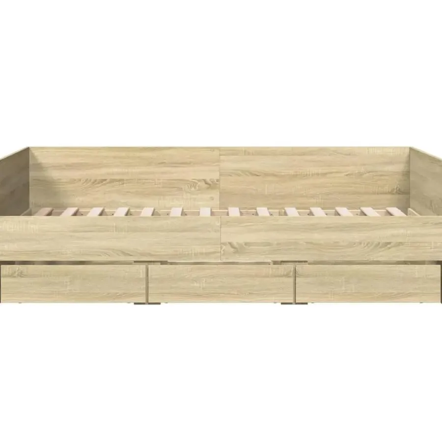Kinderbedden-vidaXL - Bed met lades - Sonoma eikenkleurig - Hout - 90 x 200 cm