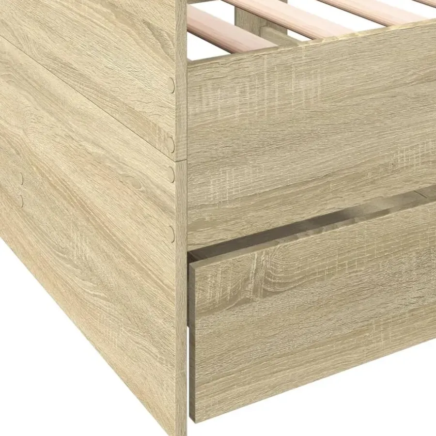 Kinderbedden-vidaXL - Bed met lades - Sonoma eikenkleurig - Hout - 90 x 200 cm