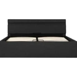 vidaXL - Bed met opbergruimte en LED - Donkergrijs - Stof - 140x200 cm
