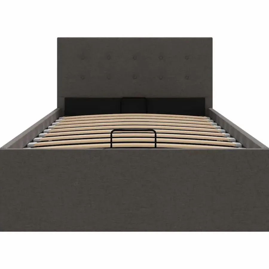 vidaXL - Bed met opbergruimte - Hydraulische - Donkergrijs - Stof - 100x200 cm