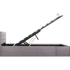 vidaXL - Bed met opbergruimte - Hydraulische - Taupe - Stof - 120x200 cm