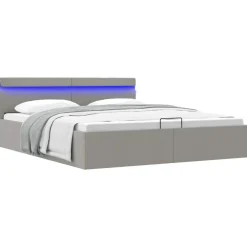 vidaXL - Bed met opbergruimte incl. LED - Lichtgrijs - stof - 180x200 cm