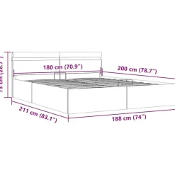 vidaXL - Bed met opbergruimte incl. LED - Lichtgrijs - stof - 180x200 cm