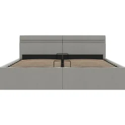 vidaXL - Bed met opbergruimte incl. LED - Lichtgrijs - stof - 180x200 cm