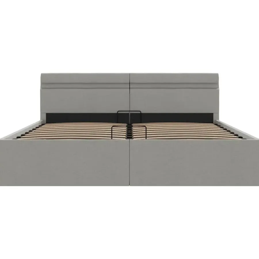 vidaXL - Bed met opbergruimte incl. LED - Lichtgrijs - stof - 180x200 cm