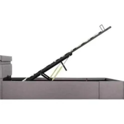 vidaXL - Bed met opbergruimte en LED - Hydraulische - Taupe - Stof - 120x200 cm