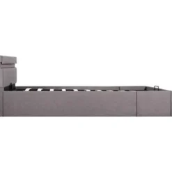 vidaXL - Bed met opbergruimte en LED - Hydraulische - Taupe - Stof - 120x200 cm