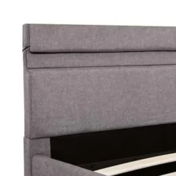 vidaXL - Bed met opbergruimte en LED - Hydraulische - Taupe - Stof - 120x200 cm