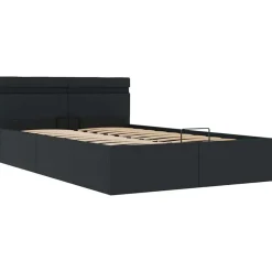 vidaXL - Bed met opbergruimte incl. LED - zwart - Kunstleer - 120x200 cm