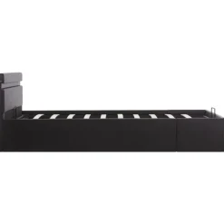 vidaXL - Bed met opbergruimte incl. LED - zwart - Kunstleer - 120x200 cm