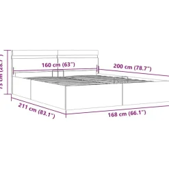 vidaXL - Bed met opbergruimte en LED - Zwart - Kunstleer - 160x200 cm