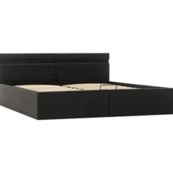 vidaXL - Bed met opbergruimte en LED - Zwart - Kunstleer - 160x200 cm
