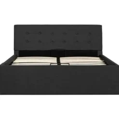 Twijfelaars-vidaXL - Bed met opbergruimte - Hydraulische - Donkergrijs - Stof - 120x200 cm