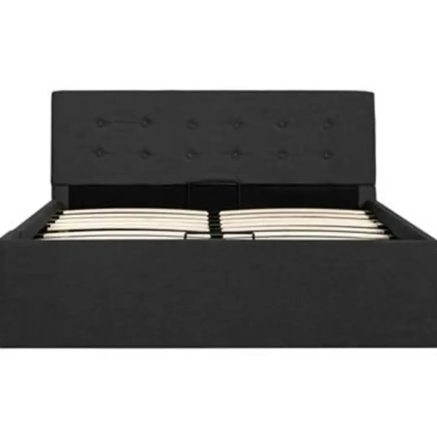 Twijfelaars-vidaXL - Bed met opbergruimte - Hydraulische - Donkergrijs - Stof - 120x200 cm