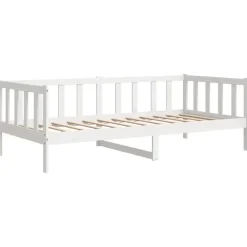 1-Persoons Bedden-vidaXL - Bedbank - Wit - Massief grenenhout - 90x200 cm