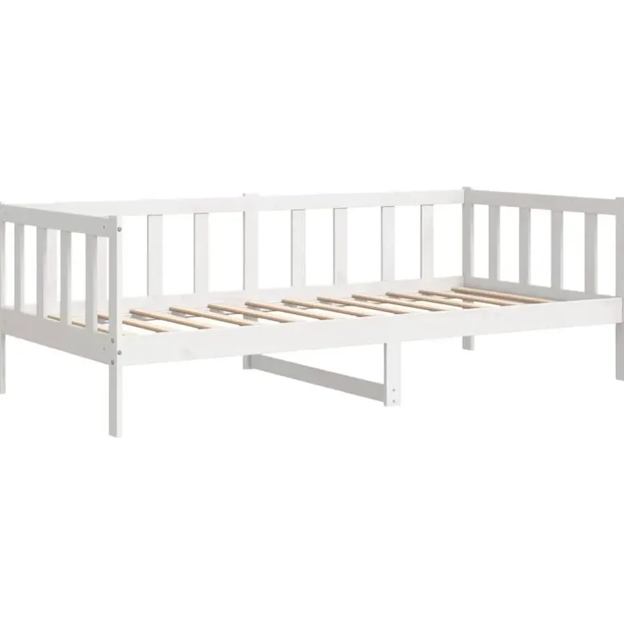 1-Persoons Bedden-vidaXL - Bedbank - Wit - Massief grenenhout - 90x200 cm