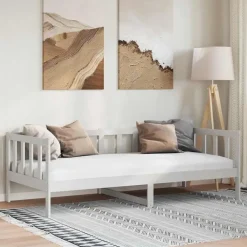 1-Persoons Bedden-vidaXL - Bedbank - Wit - Massief grenenhout - 90x200 cm