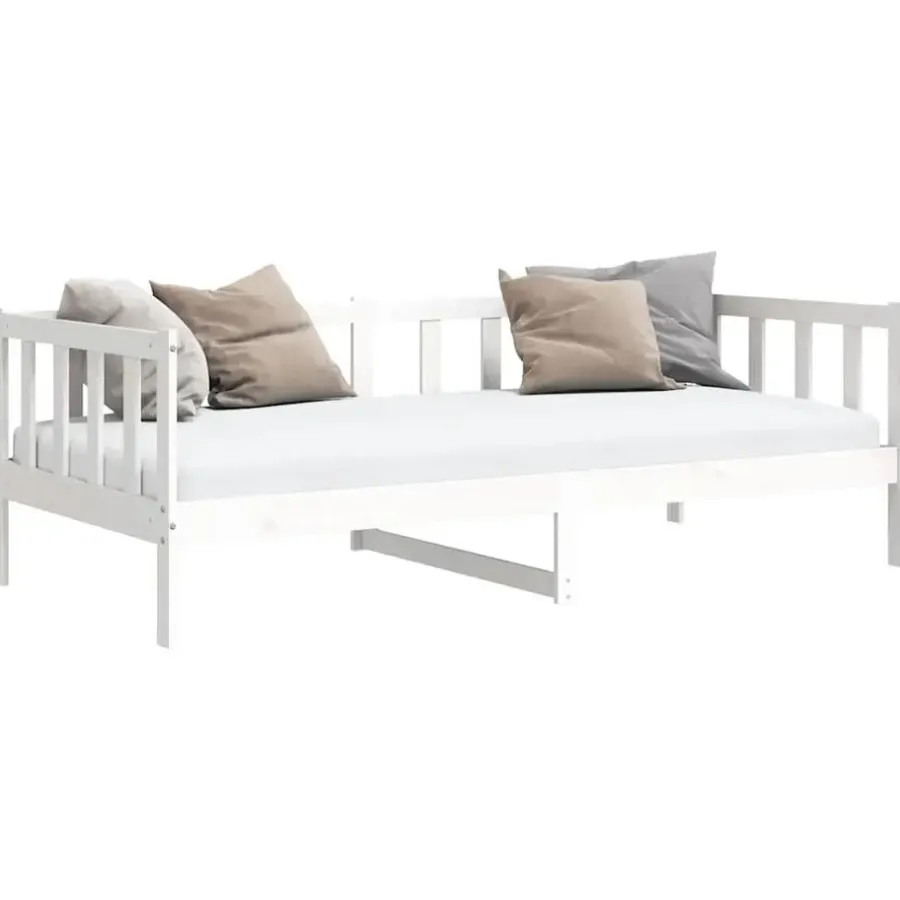 1-Persoons Bedden-vidaXL - Bedbank - Wit - Massief grenenhout - 90x200 cm