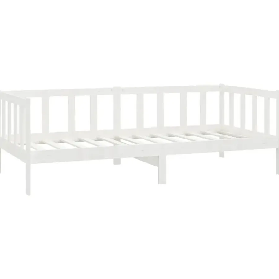 1-Persoons Bedden-vidaXL - Bedbank - Wit - Massief grenenhout - 90x200 cm