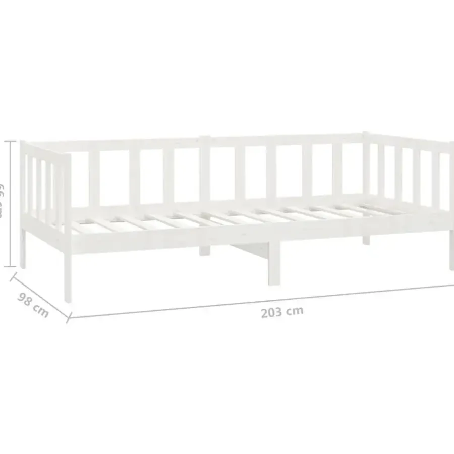 1-Persoons Bedden-vidaXL - Bedbank - Wit - Massief grenenhout - 90x200 cm