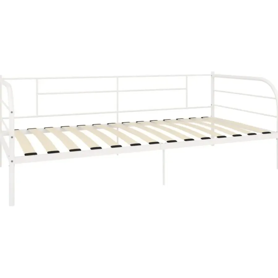 1-Persoons Bedden-vidaXL - Bedbank - Wit - Metaal - 90x200 cm