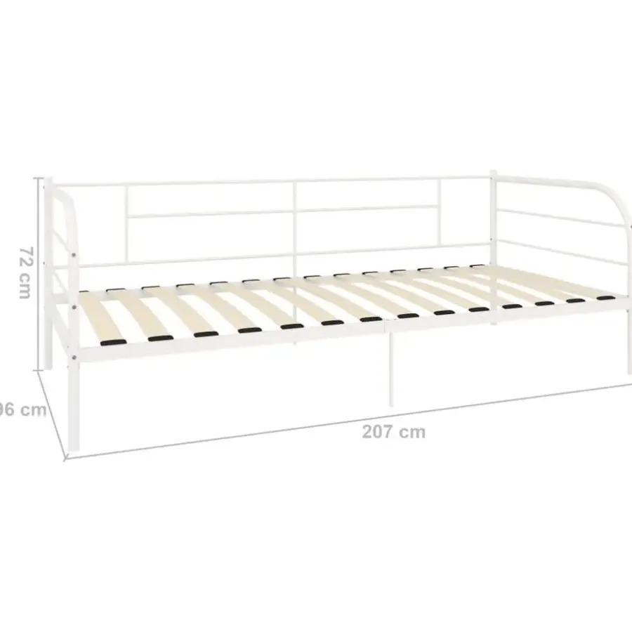 1-Persoons Bedden-vidaXL - Bedbank - Wit - Metaal - 90x200 cm