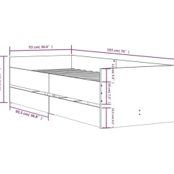vidaXL - Bedframe met lades - Wit - Bewerkt hout - 90 x 190 cm