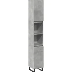 vidaXL - Betongrijs Kolomkast met 2 deuren 2 vakken - Hout - 30x30x190 cm