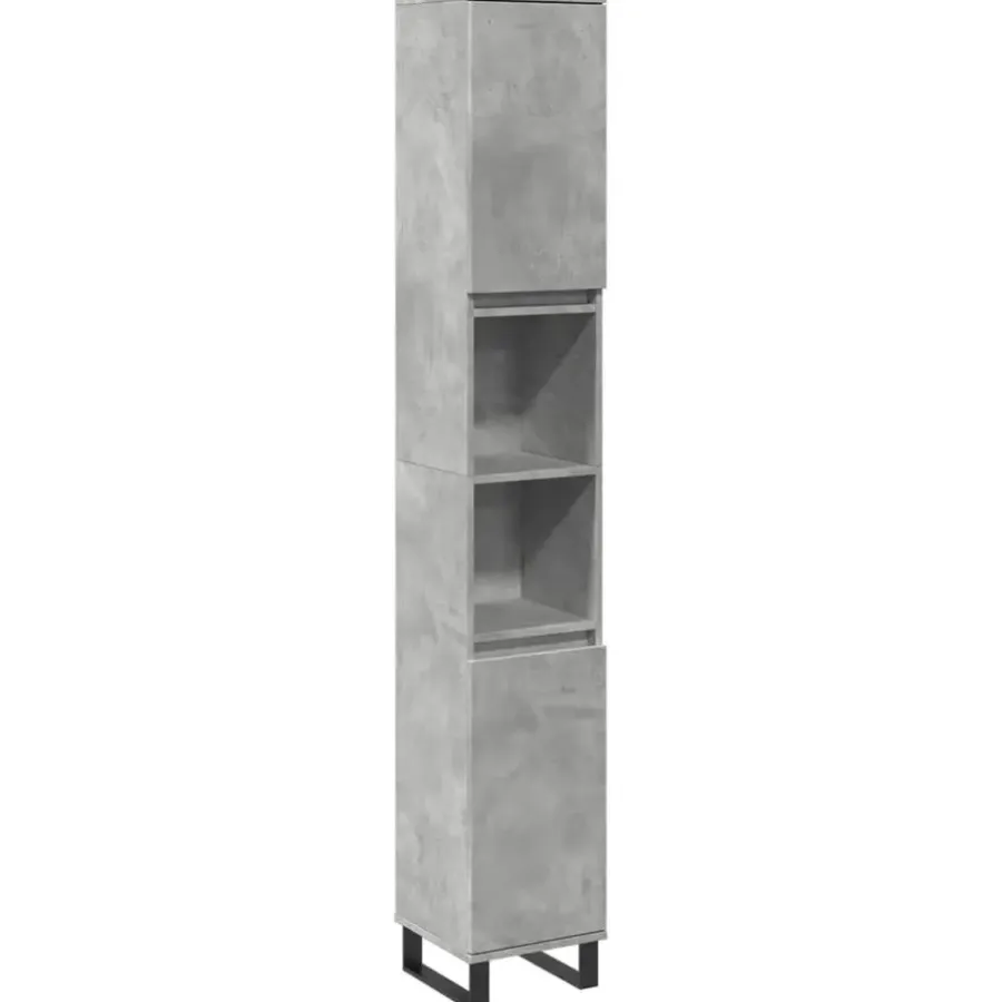 vidaXL - Betongrijs Kolomkast met 2 deuren 2 vakken - Hout - 30x30x190 cm