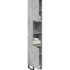 vidaXL - Betongrijs Kolomkast met 2 deuren 2 vakken - Hout - 30x30x190 cm