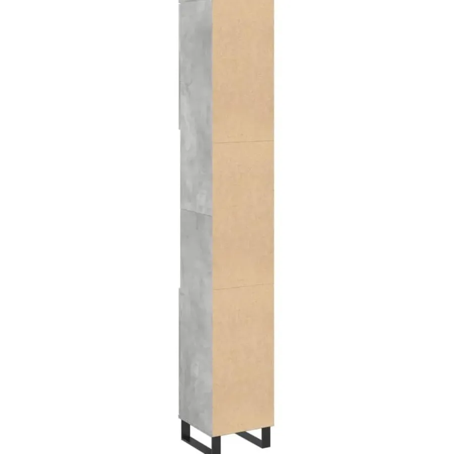 vidaXL - Betongrijs Kolomkast met 2 deuren 2 vakken - Hout - 30x30x190 cm