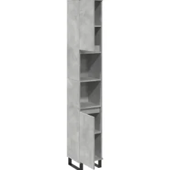 vidaXL - Betongrijs Kolomkast met 2 deuren 2 vakken - Hout - 30x30x190 cm