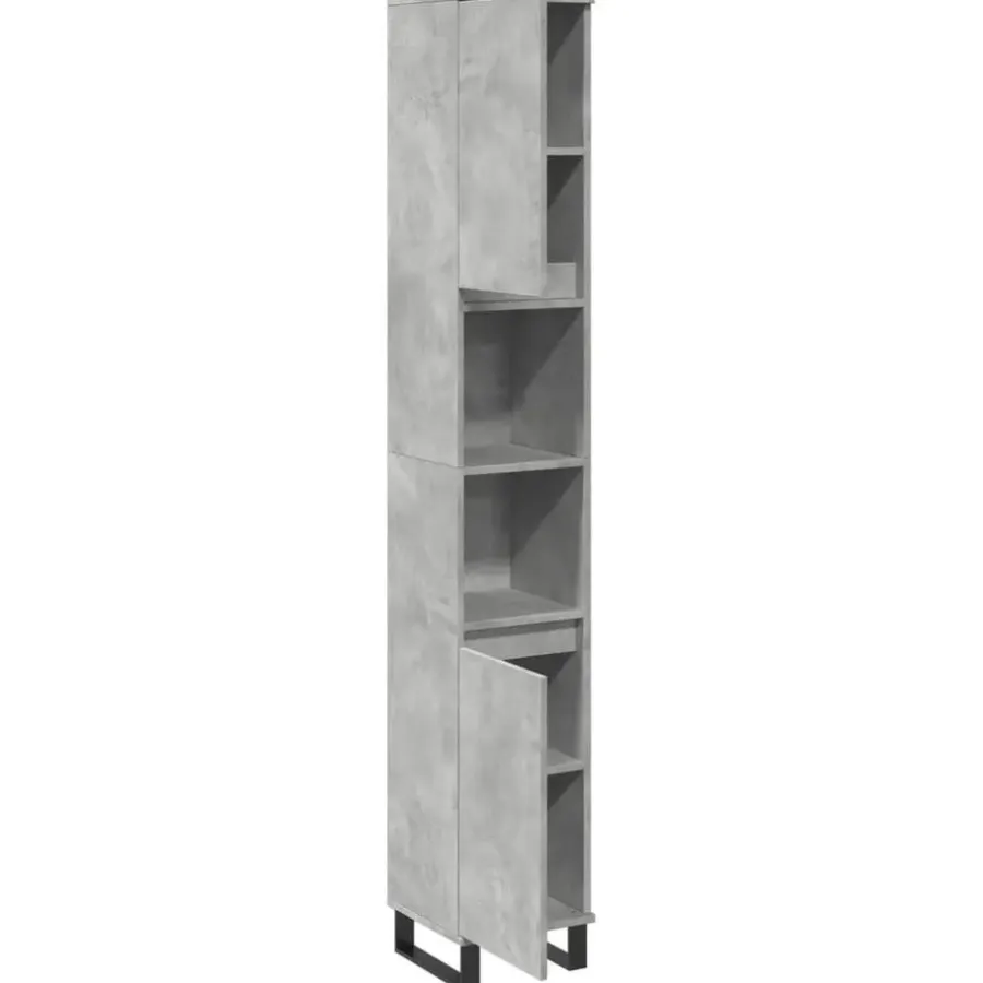 vidaXL - Betongrijs Kolomkast met 2 deuren 2 vakken - Hout - 30x30x190 cm