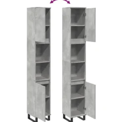 vidaXL - Betongrijs Kolomkast met 2 deuren 2 vakken - Hout - 30x30x190 cm