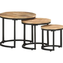 Bijzettafels-vidaXL - Bijzettafel - Bruin - Hout - 3 stuks